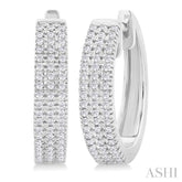 1/3 ctw Triple Row Round Cut Diamond Hoop Earring in 10K White Gold
